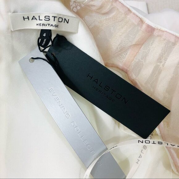 Halston Heritage Lace Trim Cutouts Inset Sleeveless Sheath Dress White 0 - Picture 7 of 9